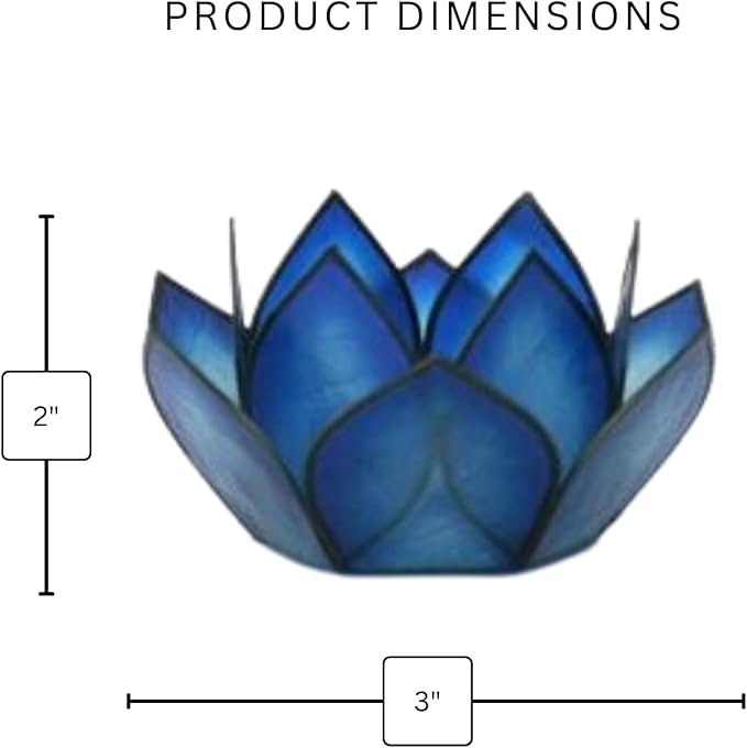 Om Gallery Capiz Shell Lotus Flower Decor Tealight Candle Holder for Serene Ambiance -Decorative Natural Shell Mini Candle Holders for Meditation, and Relaxation, Dark Blue