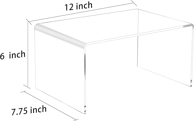 Large 1-PC 12'' Heavy Duty Acrylic Risers, Display Risers Shelf Showcase Fixtures for Jewelry, Display Stand for Amiibo Funko POP Figures, Cupcakes, Food Display, Cabinet (1, 12''x 7.75x 6'')