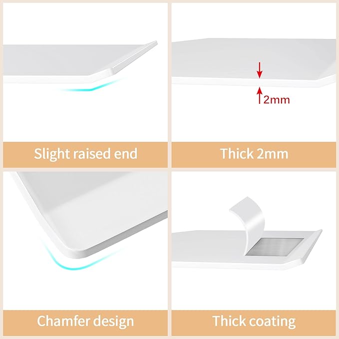 MKO 12" Floating Shelves for Wall, Small Metal Wall Mounted Shelf for Bathroom, Bedroom, Living Room, Kitchen, Little Hanging Shelves for Books/Storage/Room Decor 2 Packs, White