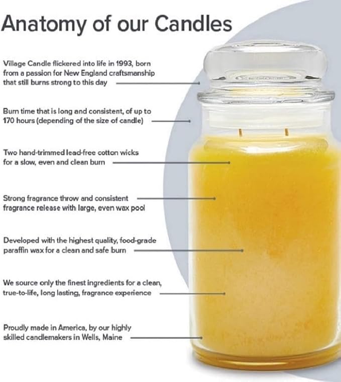 Village Candle Crisp Apple Large Glass Apothecary Jar Scented Candle, 21.25 oz., Red