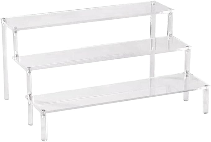 Acrylic Action Figure Display Stand 3 Step Perfume Cupcake Organizer Tray Holder Display Shelf for Makeup Doll - Clear Transparent Toy Model Shelf Risers for - 39.5x27.5x15cm