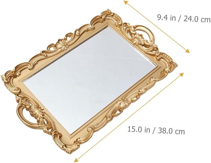 BESPORTBLE Vintage Mirror Tray Perfume Organizer for Dresser Vanity Mirror Tray Perfume Display for Makeup Table Home Décor