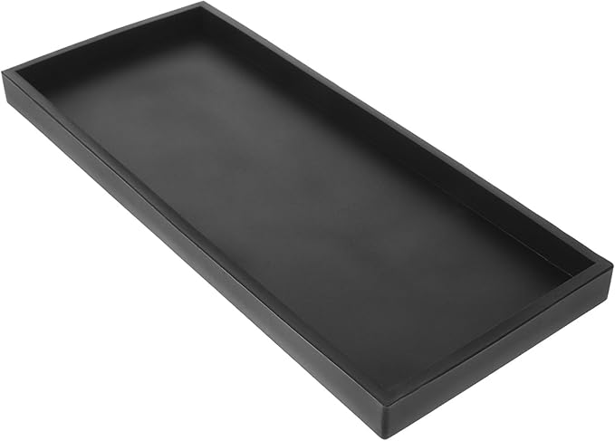 KALLORY Silicone Storage Tray Large Black for Bathroom Kitchen Vanity Countertop Organizer for Makeup Jewelry Keys Perfume Holder