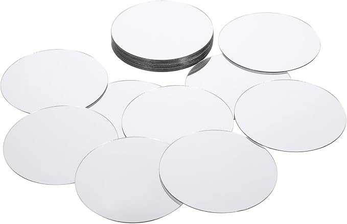 Trinkrittey 20pcs Mini Acrylic Round Mirror Tiles, 3in Self-Adhesive, Silver, Classic Style, Mosaic Tiles for DIY Crafts, Walls & Decor