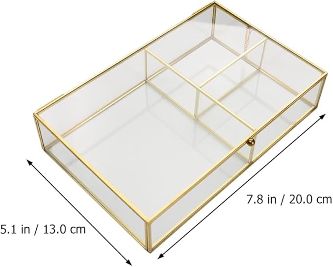MAGICLULU Box Desktop Storage Box Makeup Organiser Mirror Glass Necklace Organizer Stand Desk Vanity Jewelry Glass Makeup Container Jewelry Holder Wedding Jewelry Lipstick
