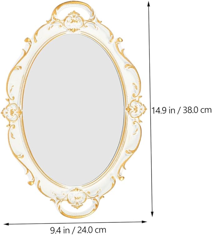 IMIKEYA European Style Vintage Mirror Tray Elegant Makeup Organizer for Home Decor and Photography Retro Storage Plate for Vanity Coffee Table and Giving