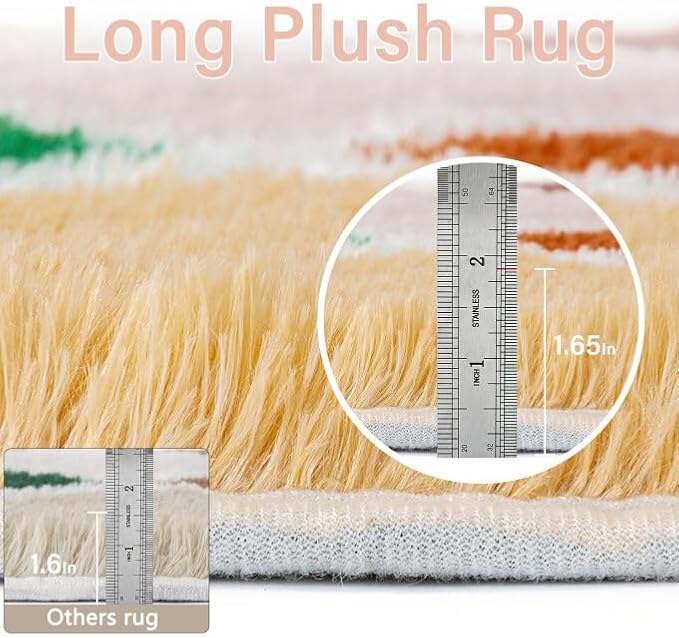 PureCozy 4x6 Checkered Rug for Living Room Colorful Modern Soft Area Rug Fluffy Non-Slip Carpet for Bedroom Playroom Home Aesthetic Decor