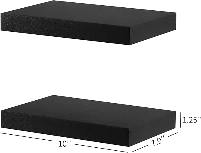 WELLAND Set of 2 Floating Shelves Wall Mounted Shelf, for Home Decor with 8" Deep (Black, 10 inch)