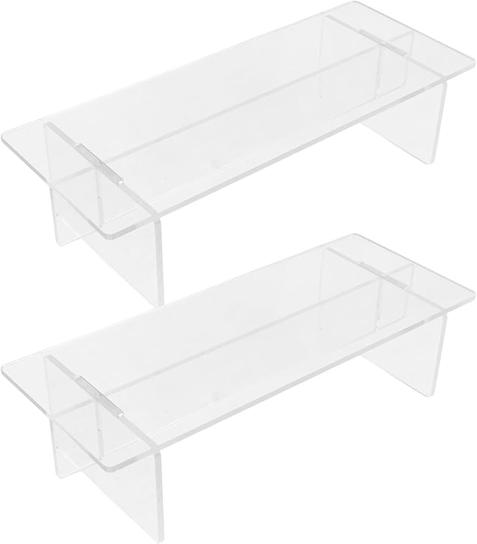 Acrylic Display Risers Shelf 2pcs 20cm Organizer Stand for Action Figures Makeup Perfume Collectibles Showcase Desktop Storage