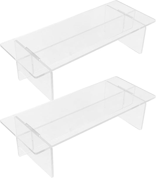 Acrylic Display Risers Shelf 2pcs 20cm Organizer Stand for Action Figures Makeup Perfume Collectibles Showcase Desktop Storage