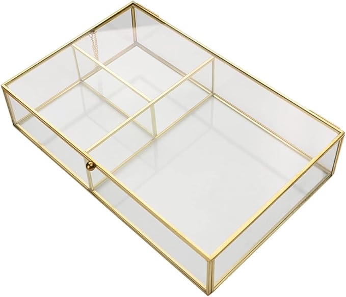 MAGICLULU Box Desktop Storage Box Makeup Organiser Mirror Glass Necklace Organizer Stand Desk Vanity Jewelry Glass Makeup Container Jewelry Holder Wedding Jewelry Lipstick