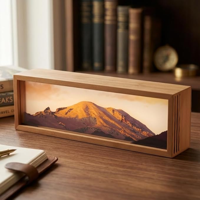 Mount Rainie Led Light Box 3 Layers of Acrylic Light Box - Handmade Table Lamp for Room Decor - National Park Travel Signs Travel Gift