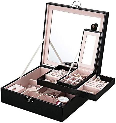 PU Leather Jewelry Box Organizer Makeup Travel Storage Case Birthday Earrings Container Gift Boxes