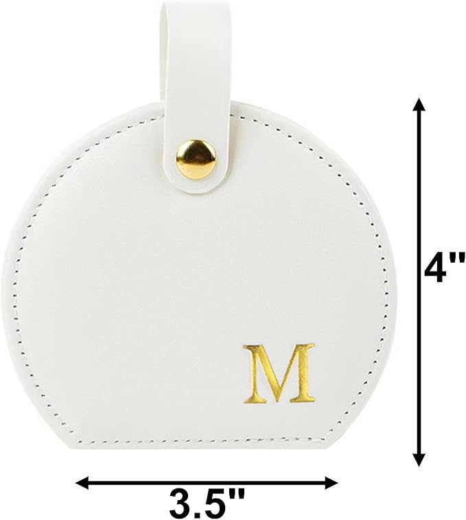 Travel Jewelry Case,Personalized Jewelry Box,Elegant Half-Moon Design with Personalized Golden Initial Case,Personalized Gifts for Women,Jewelry organizer;Personalized Gifts for Women or Friends(M)