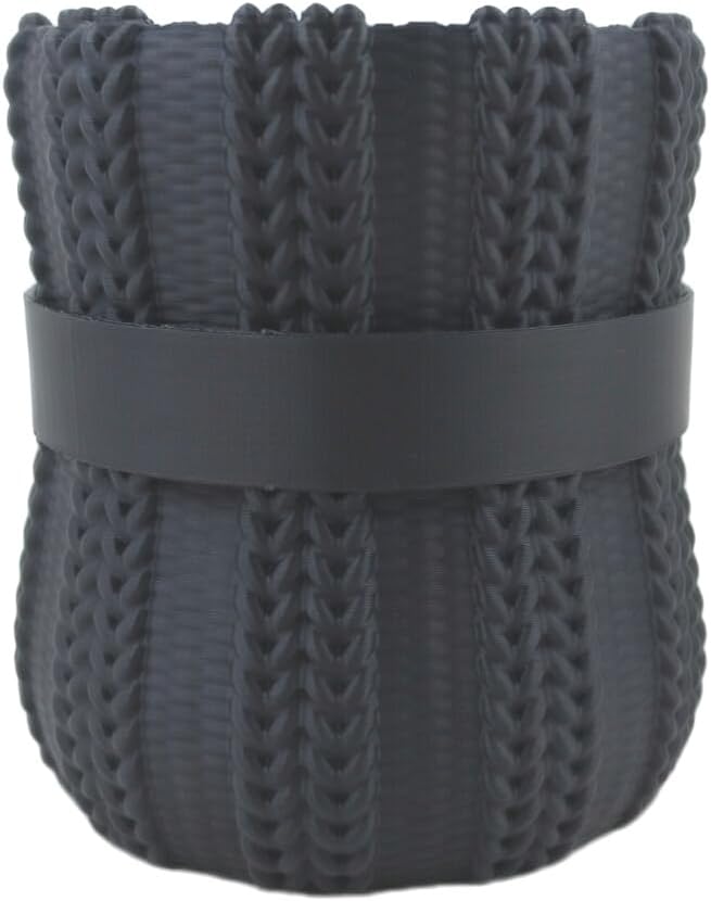 Knitted Bowknot Makeup Brush Holder, Cute Bow Vase, Pen Organizer for Kitchen, Bathroom or Office (Black)