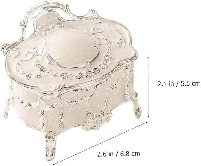 DOITOOL Vintage Jewelry Box with High Foot Stand, Antique Jewelry Storage Case for Rings and Earrings, Compact 6.8x5.3x5.5 Inch Decorative Makeup Organizer for Women
