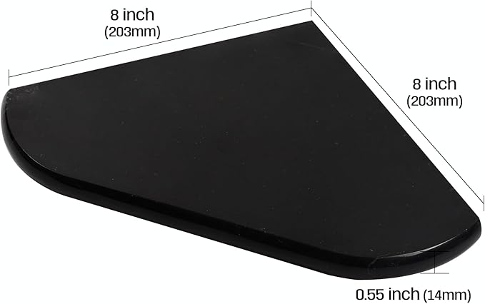 Black Marble Corner Shower Shelf, 8 Inch Carrara White Marble Corner Shelf for Bathroom Shower Decor, Wall Mounted, Polished, 1 Pcs