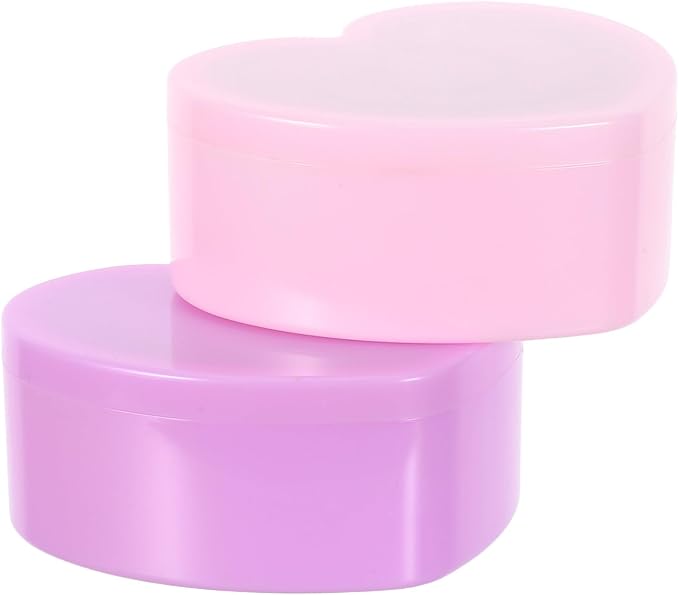 SUPVOX 2pcs Jewelry Box Heart Shaped Double Layer Organizer with Makeup Mirror Plastic Storage Case for Hair Accessories and Trinkets Bedroom