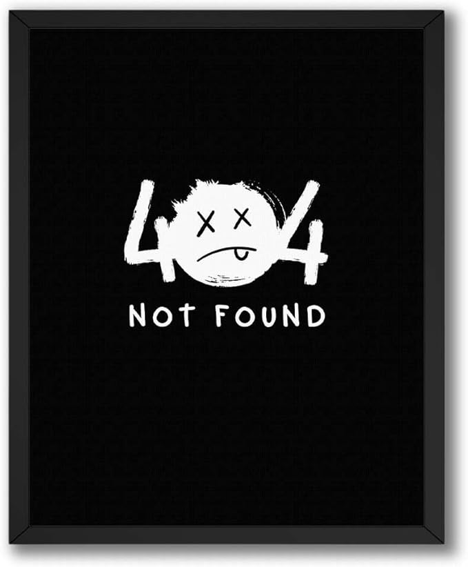 InkFlow Posters Not Found Poster - Minimal Error Face Illustration - Modern Abstract Graphic Design - Trendy Home Wall Decor Accent - Statement Art Print - 11x14 Unframed Canvas Print