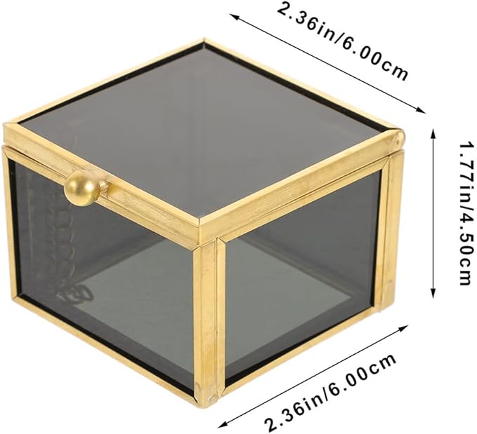 Vintage Glass Jewelry Box Organizer for Makeup and Accessories Elegant Square Glass Keepsake Case for Rings Earrings Bracelets and Small Items Storage Multifunctional Cosmetic