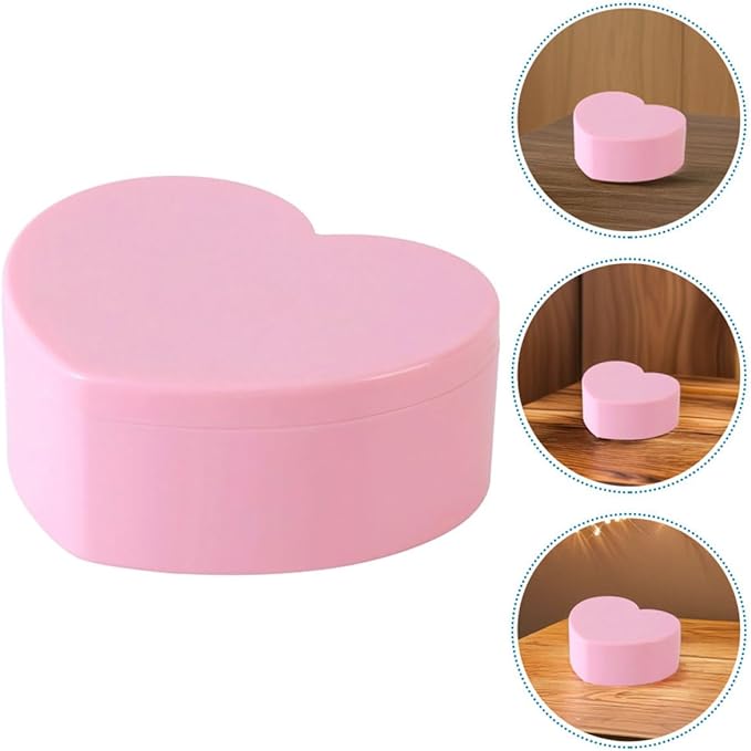 OSALADI 2pcs Heart Shaped Jewelry Box, Double Layer Small Jewelry Organizer with Makeup Mirror, Cute Pink Trinket Storage for Earrings Rings Necklaces Travel