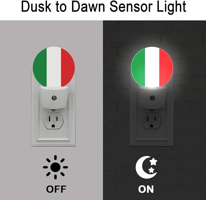 Italy Flag Night Light Auto Sensor Led Dusk to Dawn Lamp Home Decor for Men Women