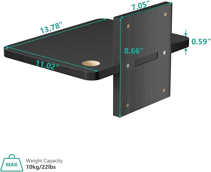 WALI Floating TV Shelf, 1 Tier Projector Shelf for DVD Players, Routers, Game Consoles, Cable Boxes, Living Room Decor Accessories, Wall Mount Shelves Holds Up to 22lbs (CS201NB), 1-Shelf, Black