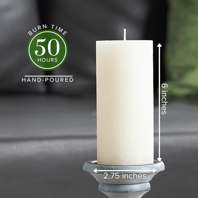 Simply Soson Peppermint Scented Candle Set - 3x6 Ivory Pillar Candles for Home, Aromatherapy, Women