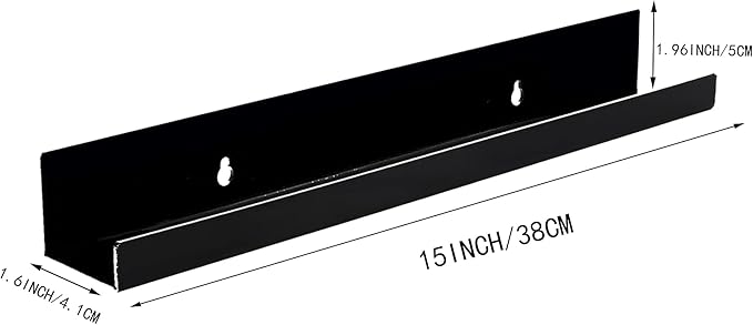 6 Pack Acrylic Shelves for Wall Storage,15" Floating Bookshelves for Kids, Display Shelf for Bathroom, Bedroom,Decor, Black
