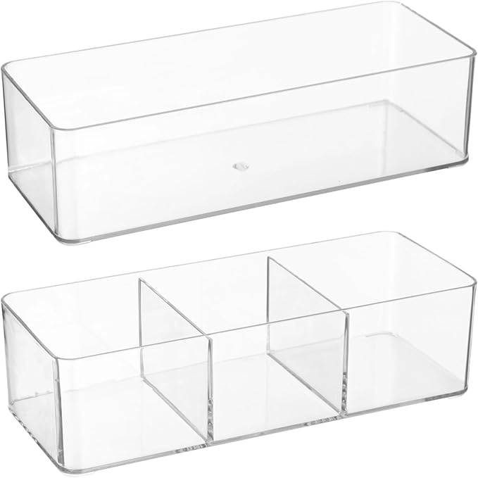 2 Stackable Clear Acrylic Makeup Organizer Drawers For Cosmetics
