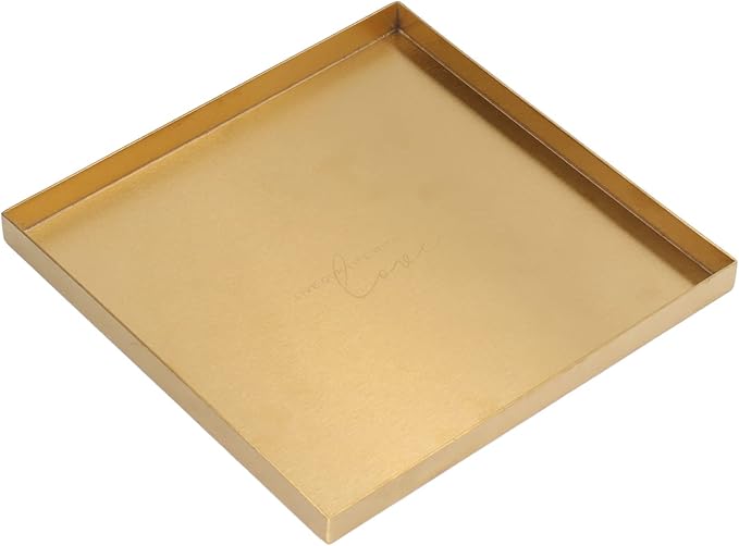 Gold Stainless Steel Decorative Tray Organizer for Bars Restaurants Office, Elegant Jewelry Dish Makeup Organizer for Living Room Bedroom, 8.0x8.0x0.6in