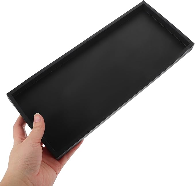 STAHAD Silicone Storage Tray Large Black Vanity Organizer Tray for Bathroom Countertop and Kitchen, Household Sundries Organizer for Keys, Makeup, Jewelry, and Cosmetics