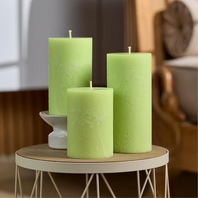 Rosemary Mint Assorted Pillar Candles Assorted 3 Pack Scented Aromatherapy Pillars for Home Décor, Spa, Relaxation & Meditation