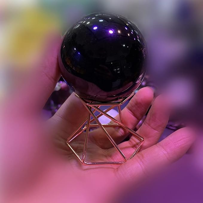 PURPLELILY Metal Display Stand For Crystal Glass Lens Ball Sphere Holder Leg Makeup Sponge Organizer Rack Home Decor Crystal Glass Metal Display Stand, Golden