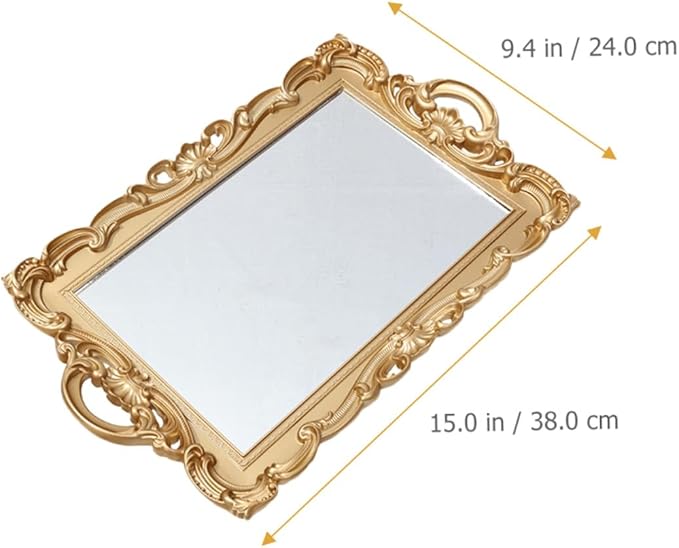 Mirror Tray for Perfume and Makeup Vanity Tray for Dresser Tops Decorative Mirror Plate Organizer for Home Décor and Bathroom Countertop Use