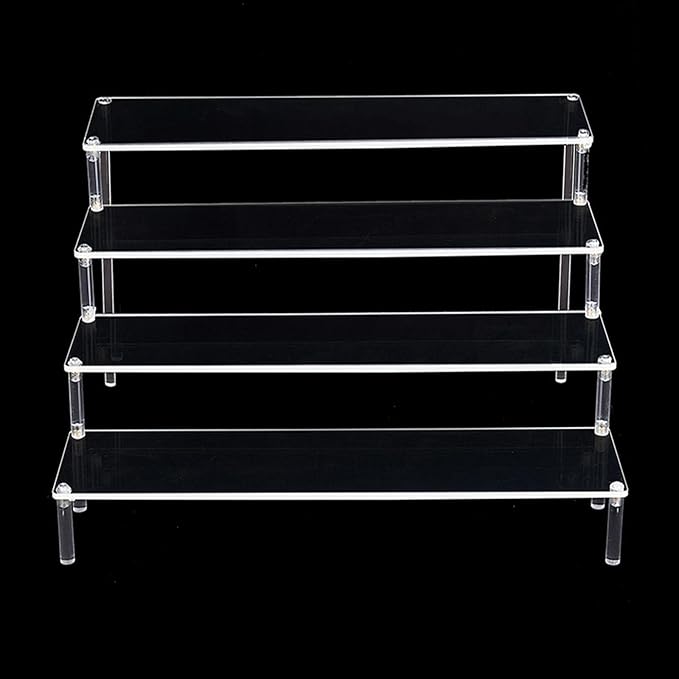 Acrylic Action Figure Display Stand 3 Step Perfume Cupcake Organizer Tray Holder Display Shelf for Makeup Doll - Clear Transparent Toy Model Shelf Risers for - 29.5x34.5x20cm