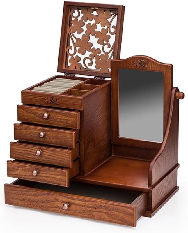 Wooden Makeup & Jewelry Storage Box with Magnet Buckle, Handmade Compact Organizer, Smooth Soft Interior for Makeup and Jewelry – Portable & Elegant Desktop Storage Box