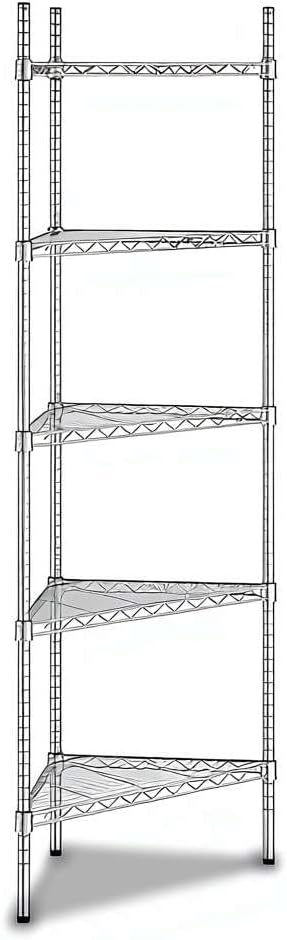 25" W x 18" D x 74" H NSF Chrome Triangle Heavy Duty Corner Shelving Kit, 5-Shelf Adjustable Wire Rack
