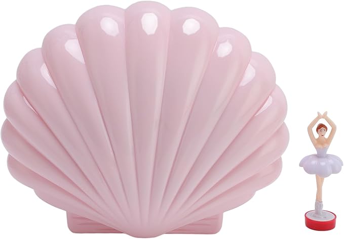 Ballet Jewelry Box with Music Dancing Ballerina Jewelry Organizer with Makeup Mirror for Girls Kids Birthday Retro Design (Light Pink)