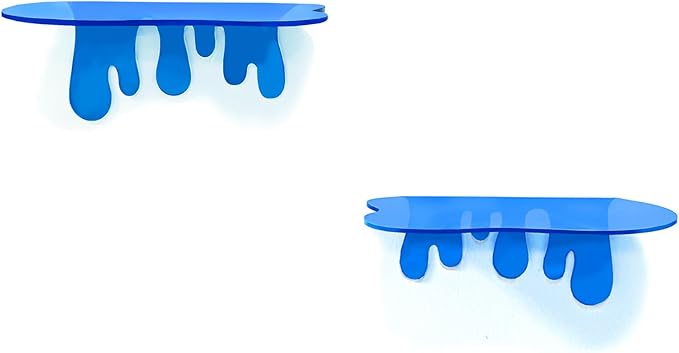 SetGame 2-Pack Acrylic Small Wall Shelves - 7 Inch Floating Shelf for Walls, Home Wall Display Ledges for Storage, Room Décor, Small Album & Items Organizer Display Dripping Wall Decor