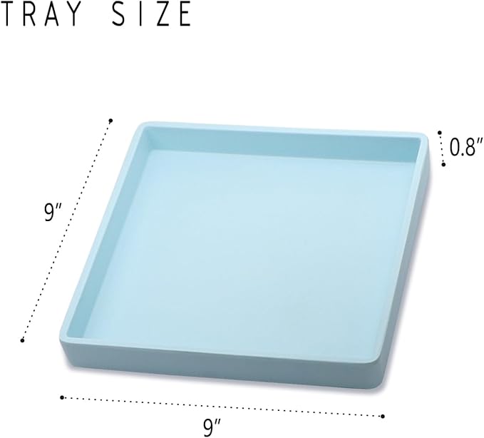 Small Square Serving Tray (9 inch), Durable Blue Tray for Desserts & Organization, Lightweight for Coffee, Drinks, Party, Seasoning, Perfume and Display.