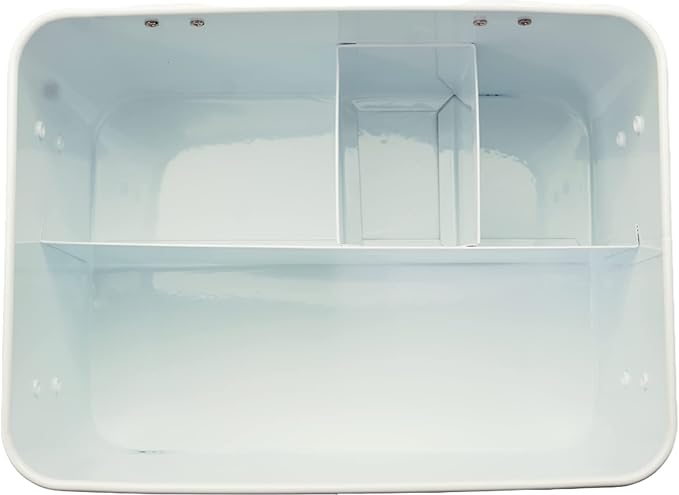 Lassos Boutique Retro Enameled First Aid Box for Medicine Storage and Home Decor with Lid and Removable Tray