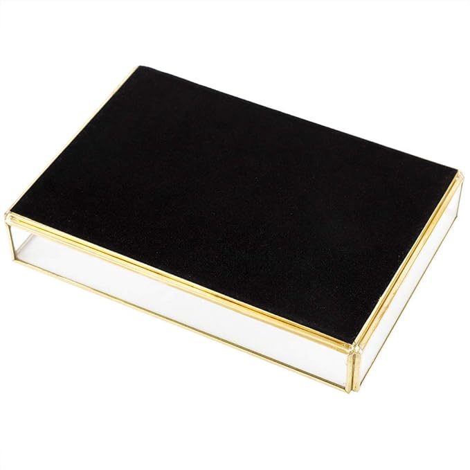 Gold Perfume Tray, Rectangle Decorative Glass Mirror Vanity Tray Jewelry Photo Display Organizer for Trinket Cosmetics Makeup Bathroom Bedroom Home Table Decorative (S)