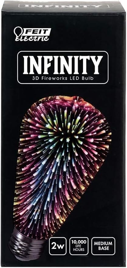 Feit Electric Infinity 3D Fireworks LED Light Bulb, ST19 LED Bulb, ST19/PRISM/LED,1 Count (Pack of 1), Multicolor | Pack of 2
