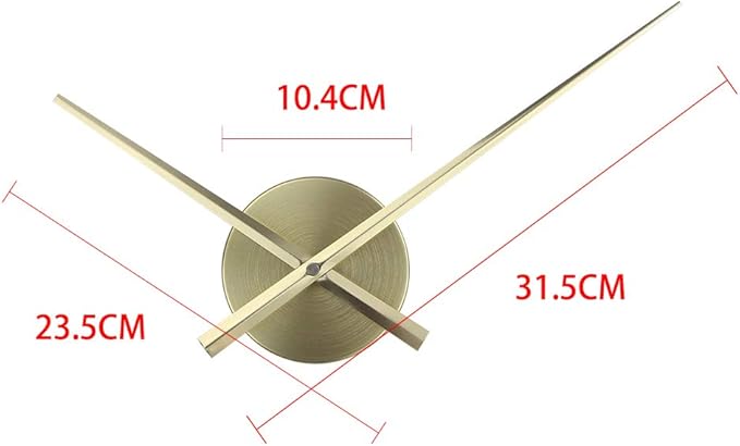 Timelike 3D Clock Hands, DIY Large Clock Hands Needles Wall Clocks 3D Home Art Decor Quartz Clock Mechanism Accessories (Gold)