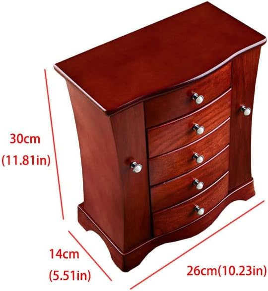 Makeup Organizers Wooden Jewelry Box Multi-Layer Drawer Storage Box Ring Earring Necklace Bracelet Watch Small Jewelry Storage Box Retro Jewelry Box 10.23 Inches Jewelry Case