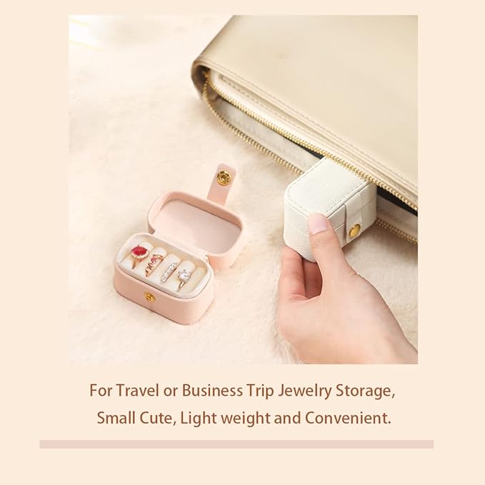 Travel Jewelry Ring Case,Small Jewelry Ring Box,Ring Holder,Mini Jewelry Case Portable Storage Case, for Women Girls, for Travel,Business,Wedding,Bridesmaid Gift (Black)