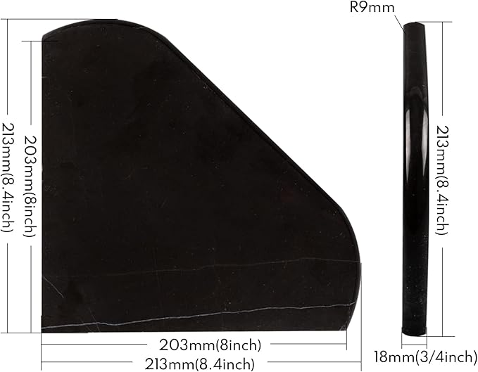 Lovdeco Marble Corner Shelf Wall Mount, Nero Marquina Black Marble Corner Shower Shelf, Polished 8" Round Edge Corner Shelves for Bathroom, Kitchen, Office, Living Room, 1 Piece