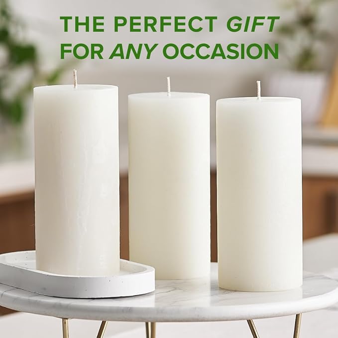 Simply Soson Peppermint Scented Candle Set - 3x6 Ivory Pillar Candles for Home, Aromatherapy, Women