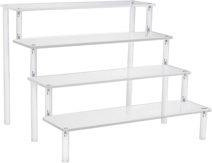 Acrylic Action Figure Display Stand 3 Step Perfume Cupcake Organizer Tray Holder Display Shelf for Makeup Doll - Clear Transparent Toy Model Shelf Risers for - 29.5x34.5x20cm
